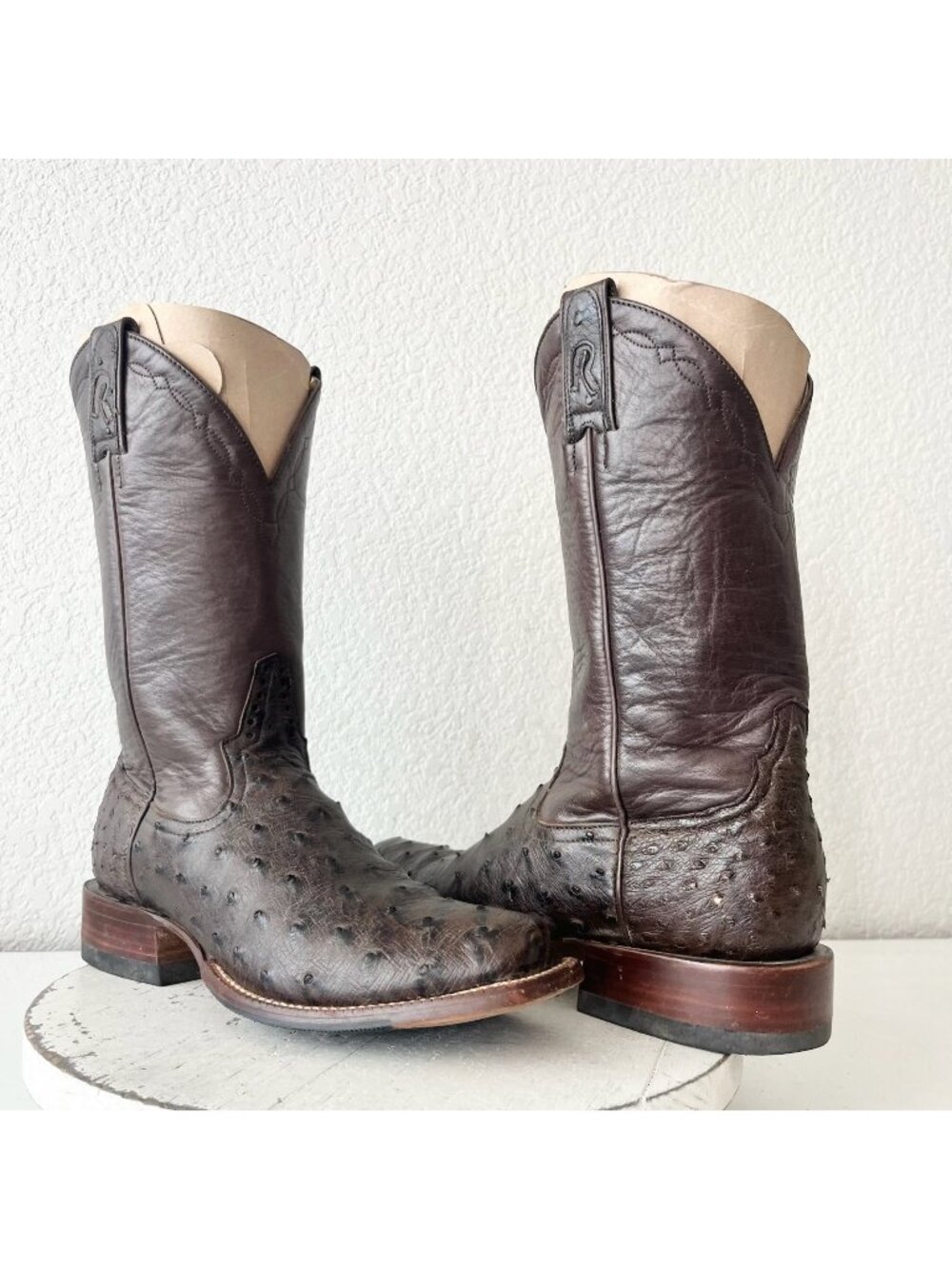 Rod Patrick Mens Cowboy Boots Brown Full Quill Ostrich Leather Western  10.5AAA